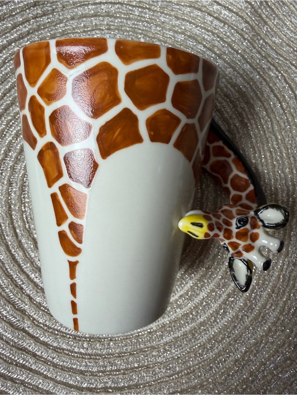 Blue Witch Giraffe Mug 3D Sculptural Animal Handle Hand Painted StyleCeramic Cup